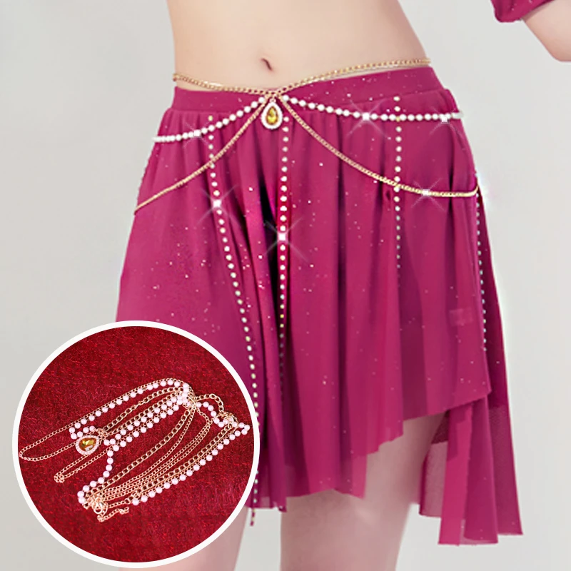 Belly Dance Waist Chain Tassel Oriental Dance Belt Accessories Hip Scarf Rhinestone Belt Beginner Diamond Exquisite Accessory