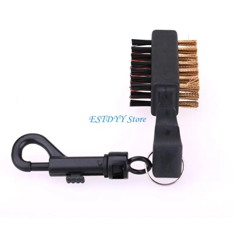 G6DE Metal Nylon Golf Club Brush Golf Dual Sided Handle Cleaner Cleaning Brush