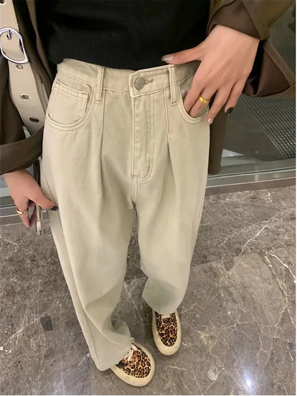 

Baggy Jeans For Women High Waist Y2k Streetwear Vintage Solid Losse Cargo Jeans For Women Wide Pants 2024 New Wide Leg Pants