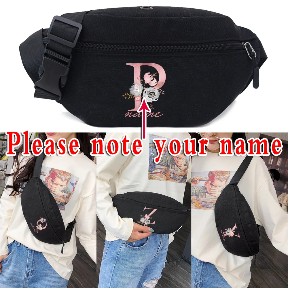 Men Waist Bag Custom Personalized Name Wallet Phone Belt Pouch Women Travel Motorcycle Bag Letter Print Fanny Pack Banana Bag