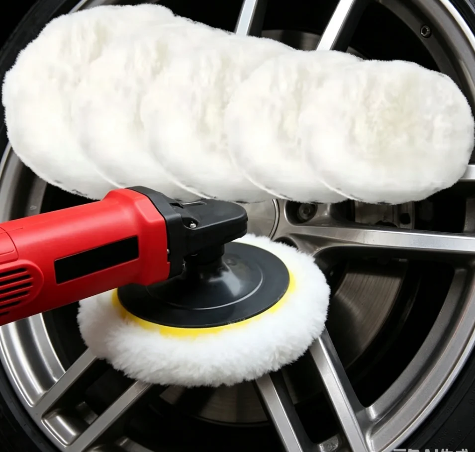 Kit de Polimento Automotivo 5/1 Peças: Discos de Lã Macia para Polimento e Cera, Acessórios de Limpeza para Cuidados com a Pintura Automotiva