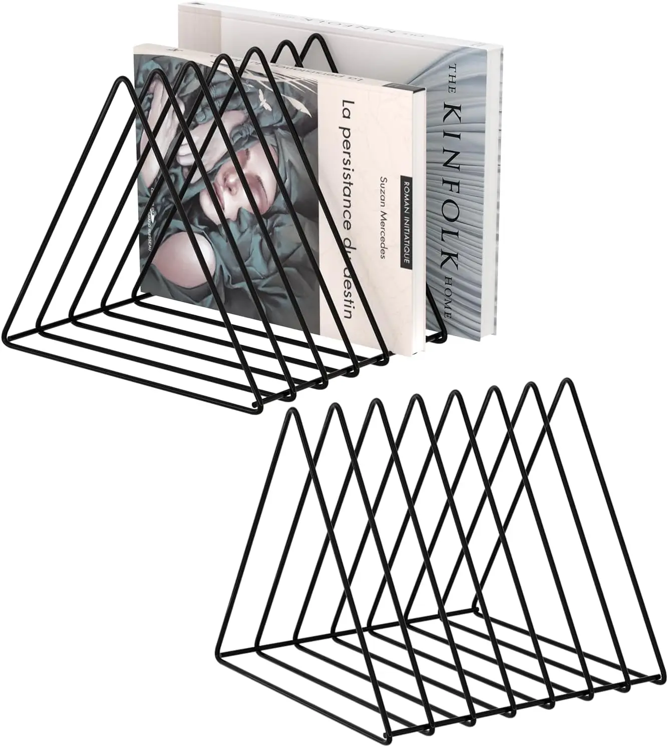 

Metal Wire Desk Organizer with 7 Sections, Black Magazine File Holder for Office Storage - Pack of 2