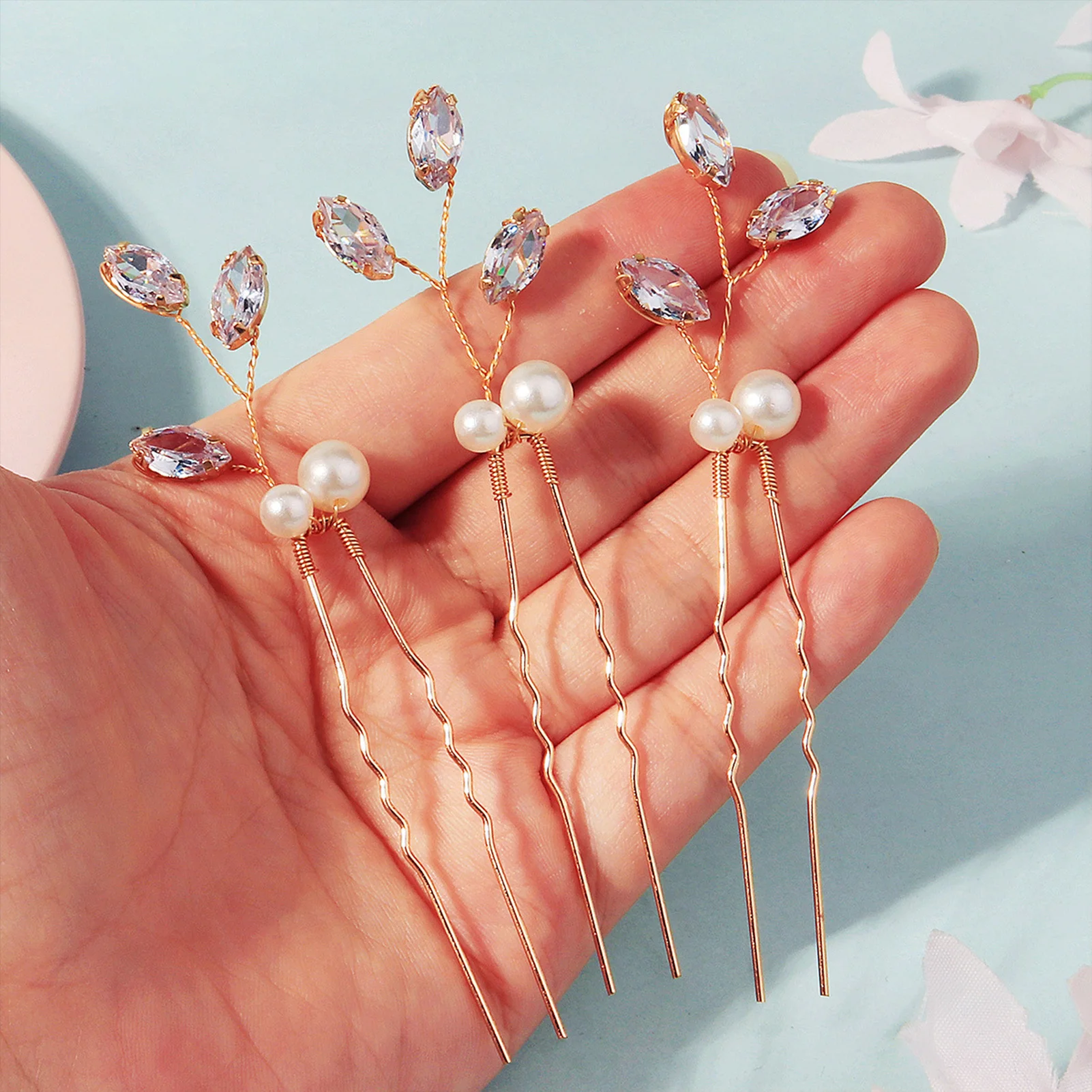 3 قطعة U-شكل اللؤلؤ دبوس الشعر مجموعة موضة بنات حفلة موسيقية التيجان خمر دبوس الشعر الشوك الشعر مجوهرات للنساء العروس خوذة أغطية الرأس