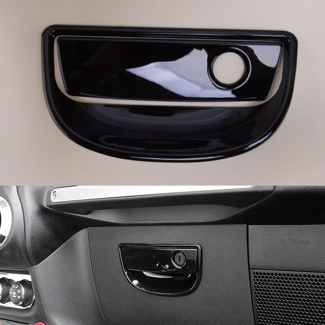 Co-pilot Glove Storage Box Grab Handle Trim Cover Decor Fit for Jeep Wrangler JK 2007-2017 Black ABS