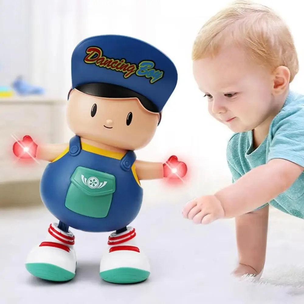 LED Dancing Boy Figurine Plastic with Lights Dancing Swing Boy Movable Craft Decor Kids Electric Boy Toy Birthday Gift