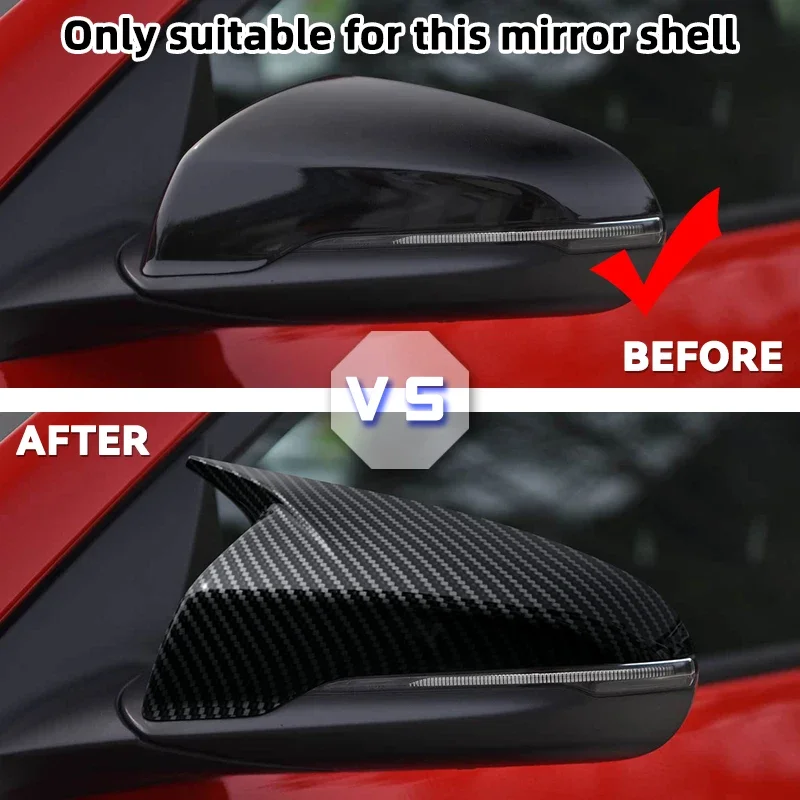 Car Rearview Mirror Cover Housing Carbon Fiber/Glossy Black Side Wing Mirror Cap For Hyundai Veloster 2018-2023 Car Accessories