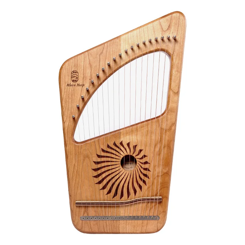 HLURU Harp 19 Strings  Lyre Harp C Tone Veneer Solid Wood Cherry Wood Harp 7 Strings Lyre Harp Portable Harp Musical Instrument