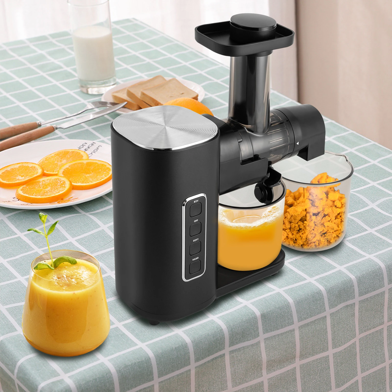 Large Capacity Slow Juicer Electric Powered Juice Squeezer with Non-Slip Feet Easy to Clean Adjustable Juicing Strength