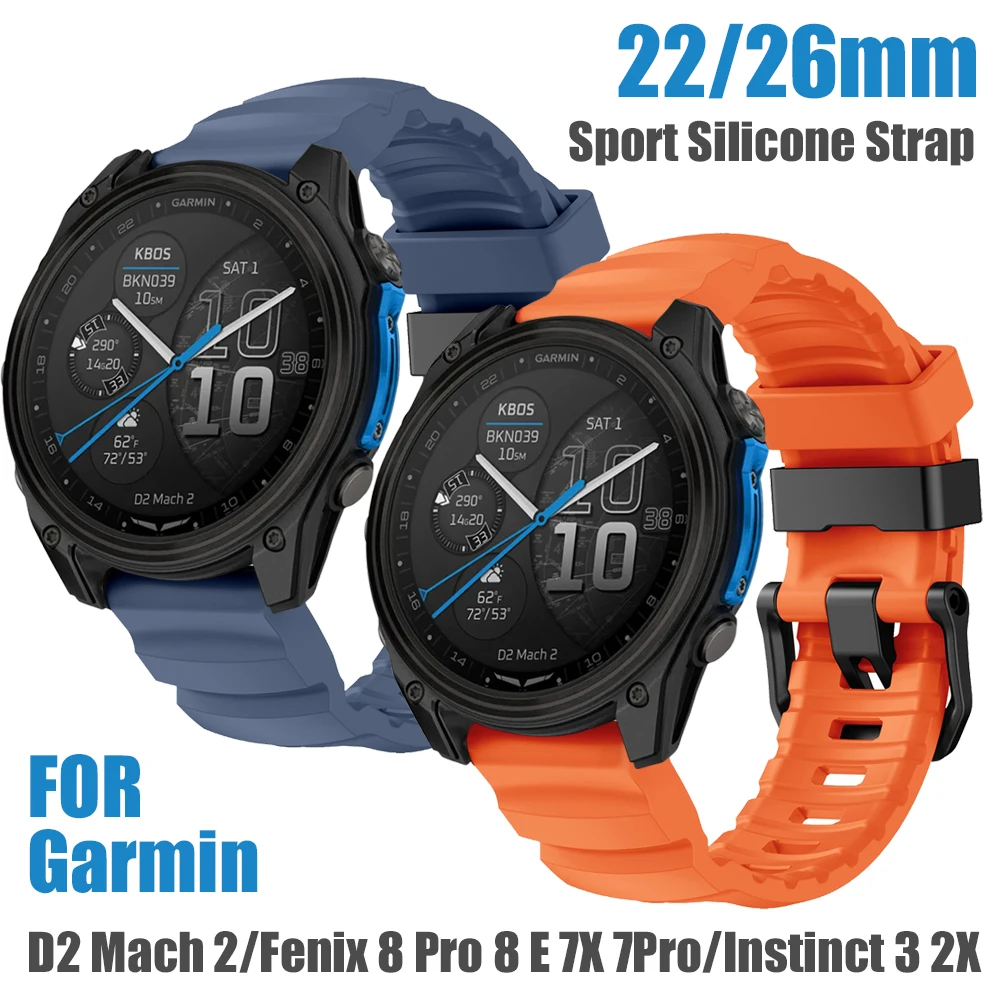22/26 mm QuickFit Sport-Silikonarmband für Garmin D2 Mach 2/Fenix 8 Pro 8 7X/Quatix 8/Instinct 3 2X Uhr Smartwatch Ersatz