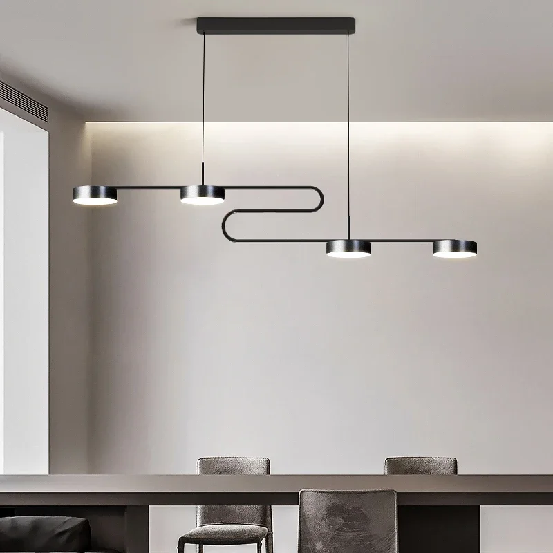 

Modern Minimalist Kitchen Dining Table Pendant Lamp Led Chandeliers For Bar Rest Area Home Decor Black Hanging Lighting Fixtures