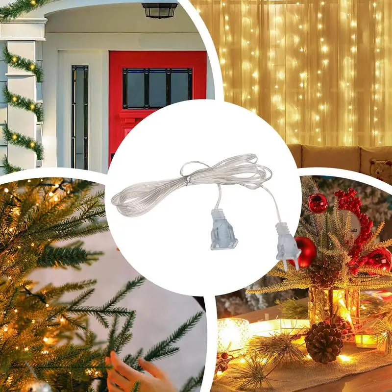 EU US Plug Power Extension Cord Garland transparent extension cord Clear Power Cable Extension For Garland LED Fairy Lights