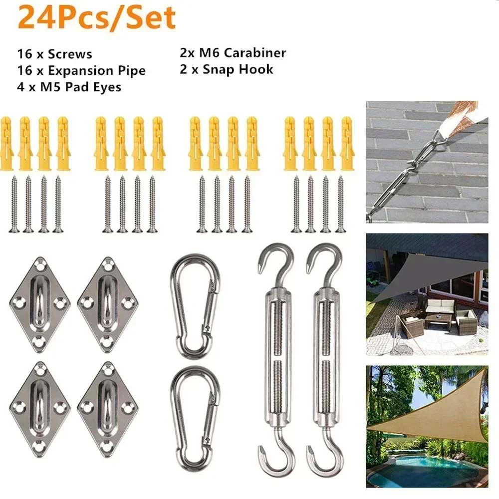 Imagem -03 - Varal de Aço Fio Flexível Diâmetro de Elevação Cadeia Bloqueio Cabo Shade Sail Rope Fitting Pcs 24 Pcs 47 Pcs Aço Inoxidável Ajustável