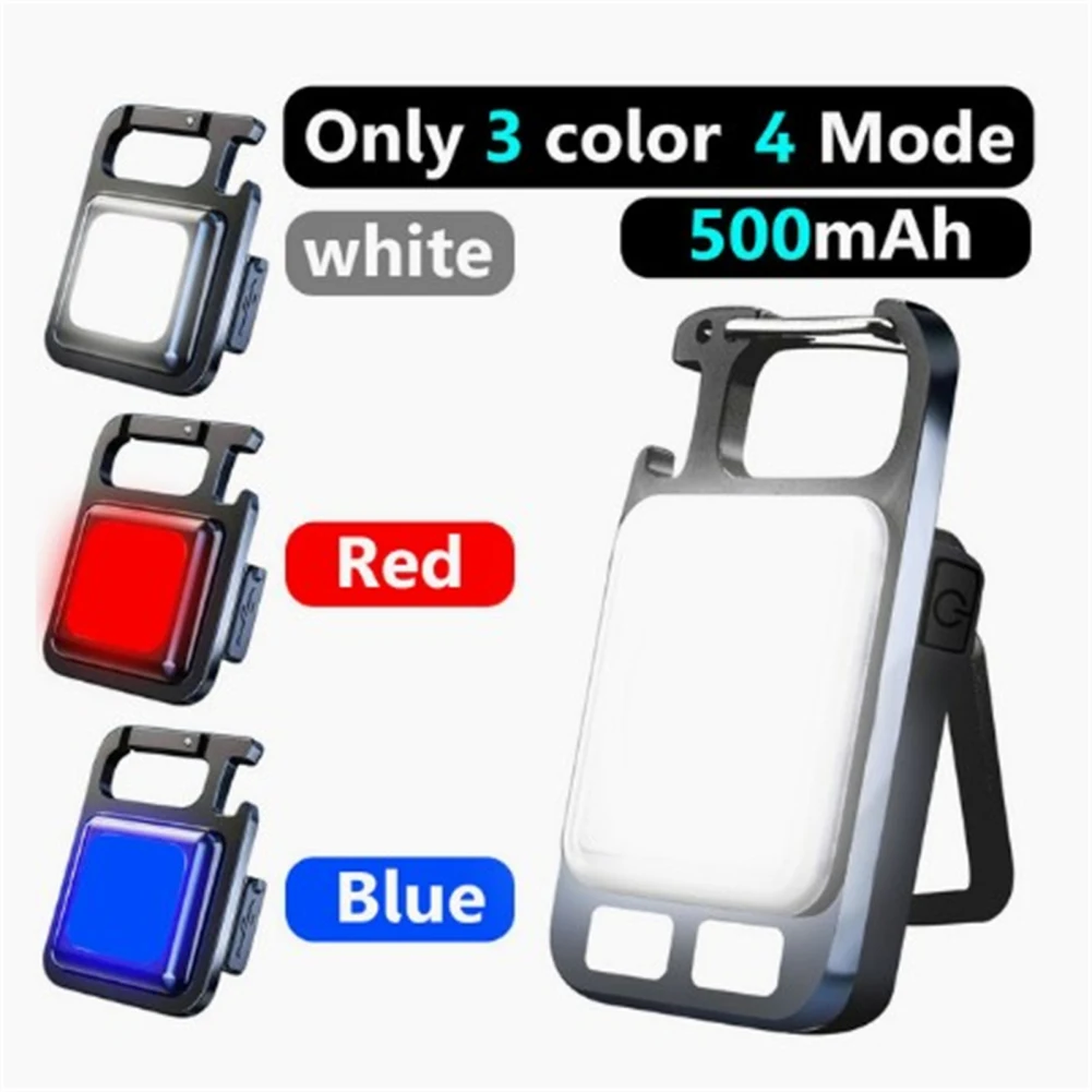 

Portable Led Cob Keychain Light 4 Modes Rechargeable Outdoor Camping Mini Work Light Flashlight With Magnet Strap Holder