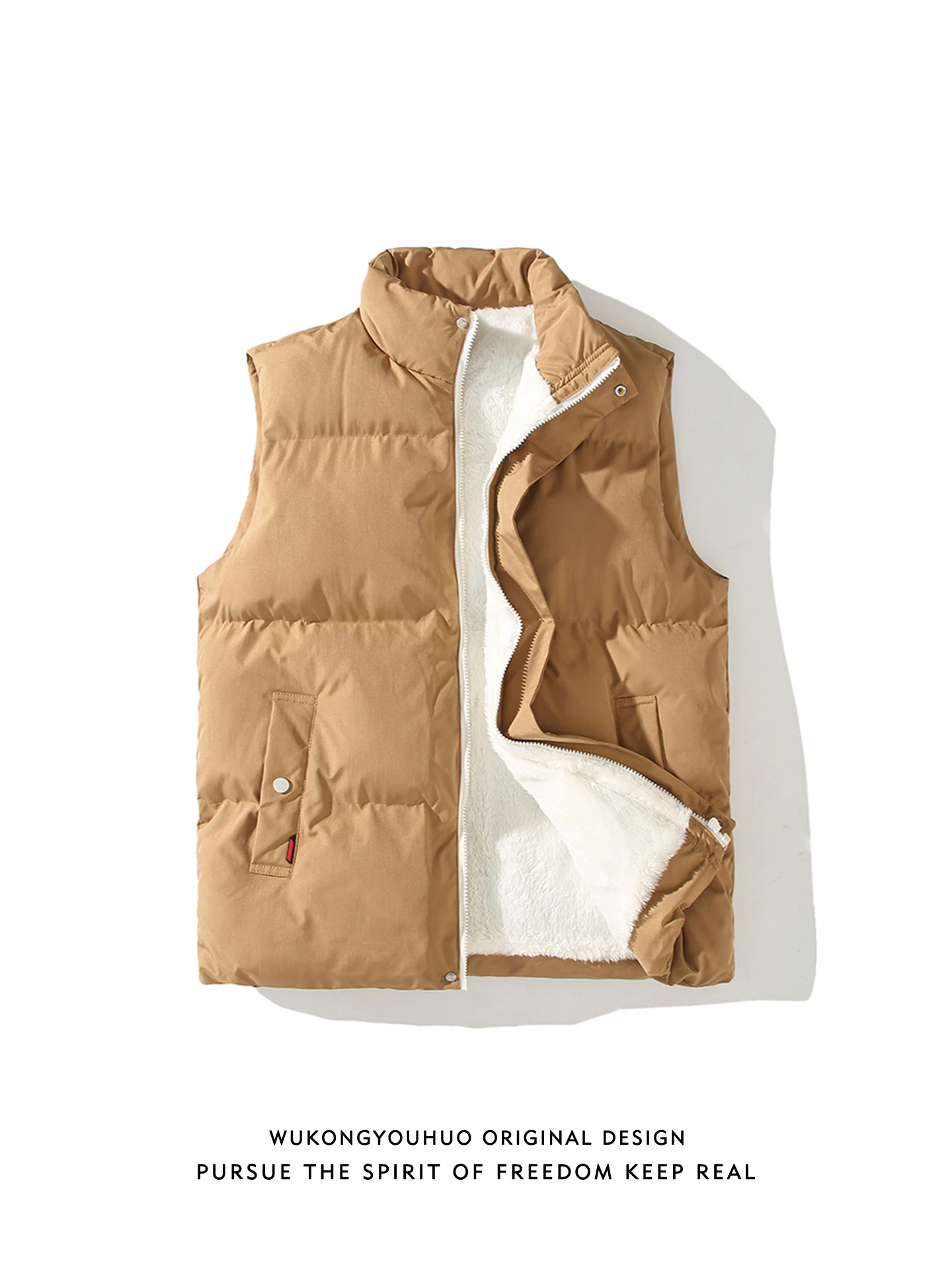 

Warm Pure Color Lamb Velvet Cotton Jaet Vest ex Loose Fce Lined Bread Sle Outerwear Youth Faion Winter Clothes