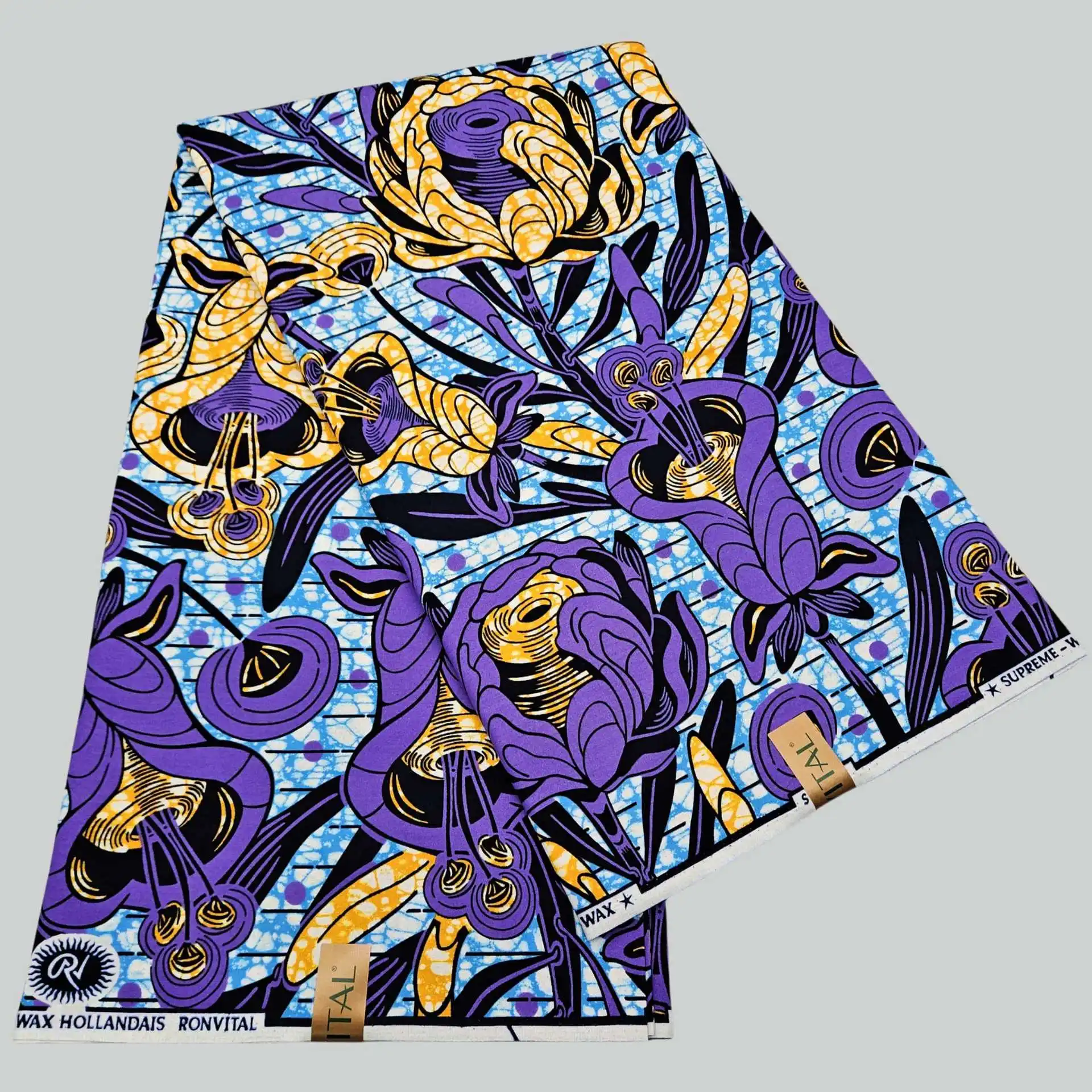 

Хлопчатобумажная ткань в африканском стиле с восковым батиком и фиолетовым цветочным принтом для шитья брюк своими руками, одежда, подушка для дивана, длина 6 ярдов, R2201