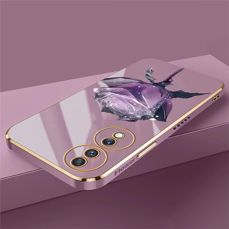 Luxury Plating Phone Case For Honor 90 Lite 50 SE 20 70 X10 X7A X50i X40 9X Pro Silicone Flower Shockproof Cover Fundas