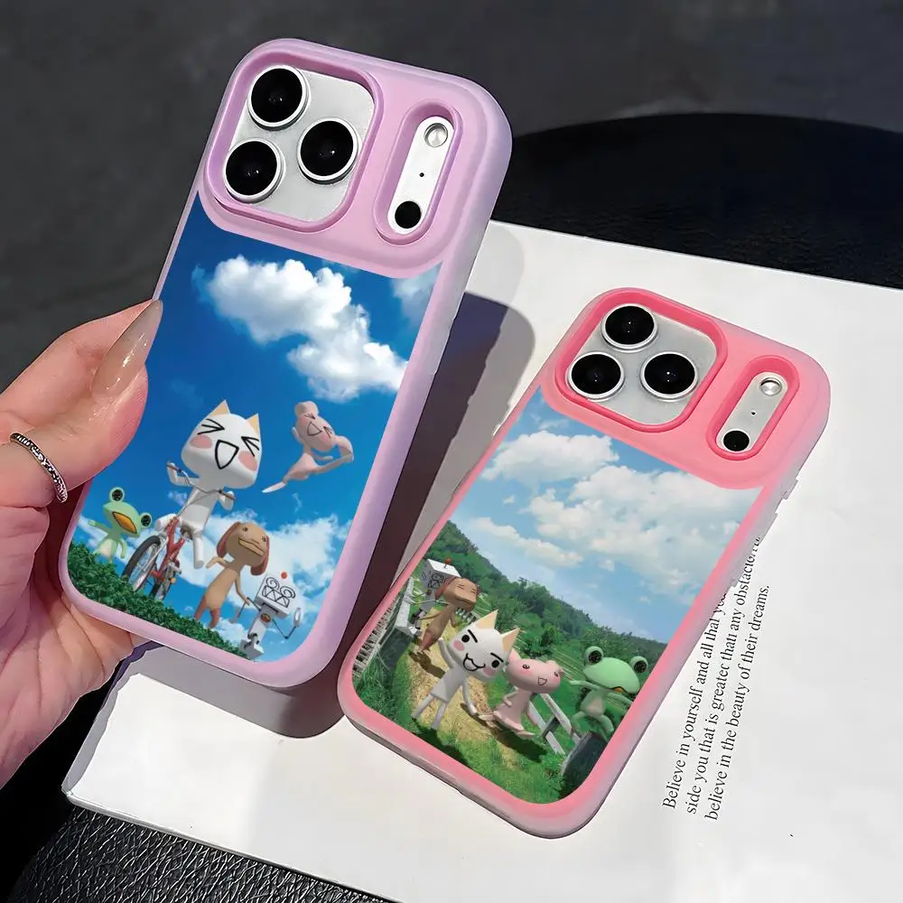 Cute Toro Inoue Cat Phone Case 2-in-1 Detachable Clear with Card Holder for iPhone 12-17 Soft Multi-Color view 2