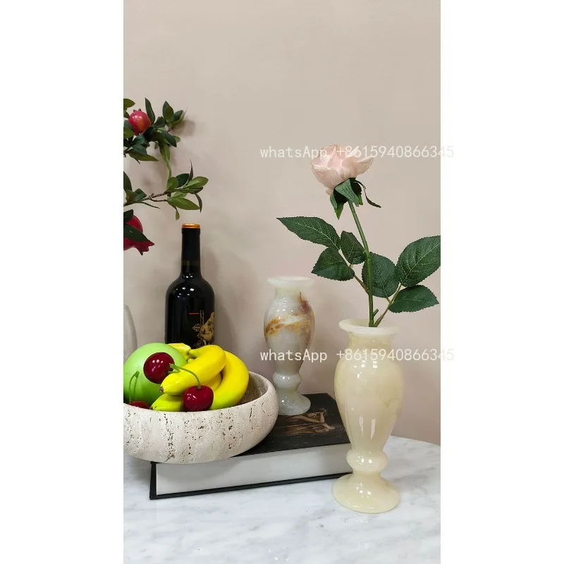 French wabi style Pakistan natural jade vase, entrance living room study bedroom dining table retro ornament