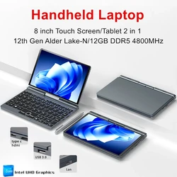 P8 12th Gen Mini Laptop do gier Intel older Lake N100 4 Core 8 Cal ekran dotykowy 12G DDR5 Windows 11 Notebook Tablet 2 w1 WiFi6