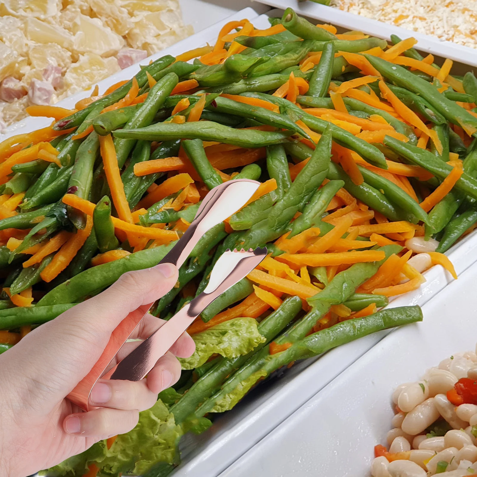 

Portable Ice Cube Tongs Stainless Steel Kitchen Food Tong for Cooking Grilling Barbecue Serving Bread Salad Fruits