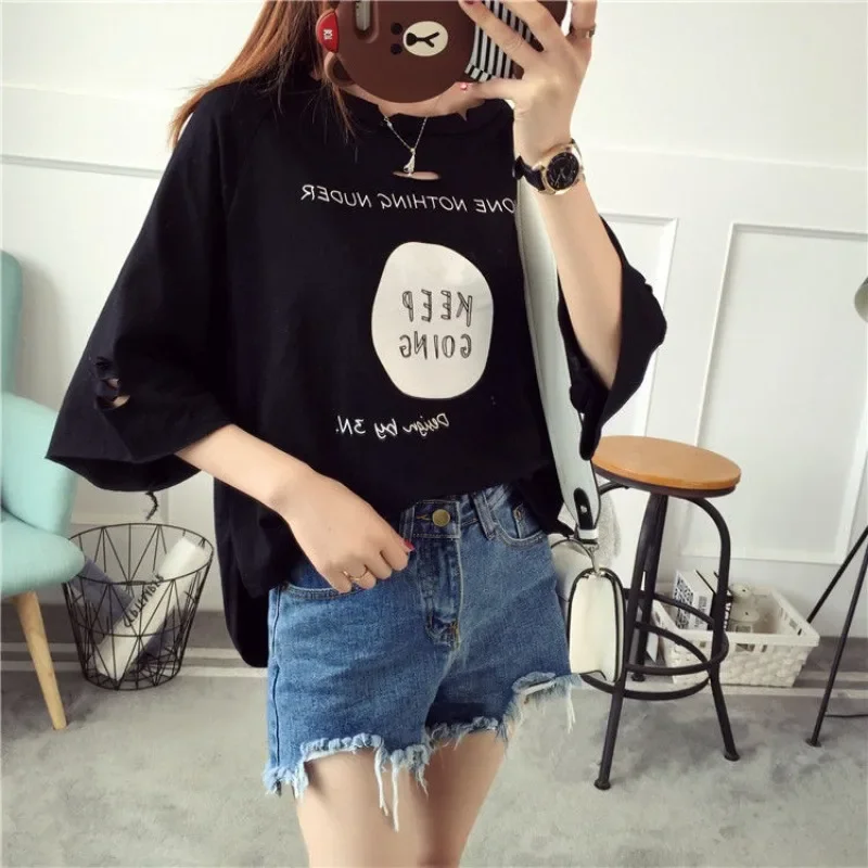 T Shirt for Women Graphic Baggy Summer Outfit Short Sleeve Tops Woman Emo Clothing Women's Sales Basic Korean Style Clearance