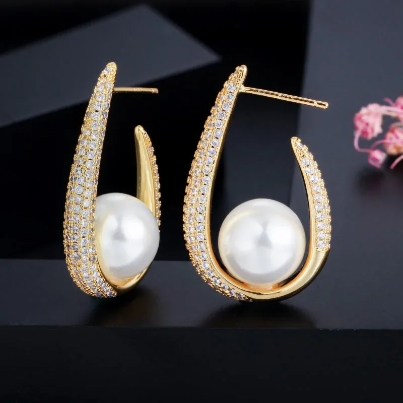 

Vintage Revivals S925 Silver Needle White Pearl 5A Cubic Zirconia Earrings Women Jewelry High Quality Materials Gift Options