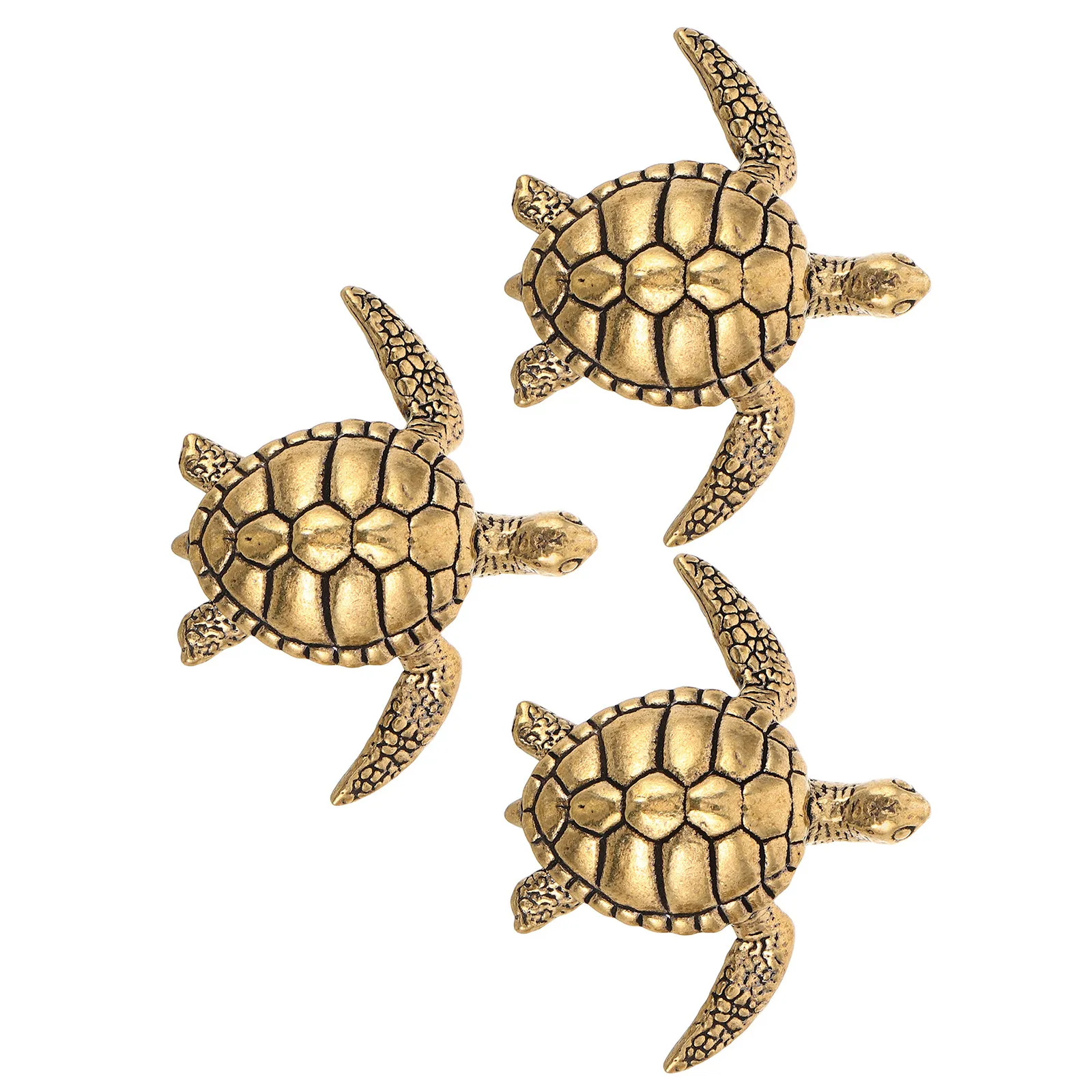 3 Pcs Mini Turtle Bath Tray Brass Shelf Decor Animal Statue Figurine Ornament Bird Desk