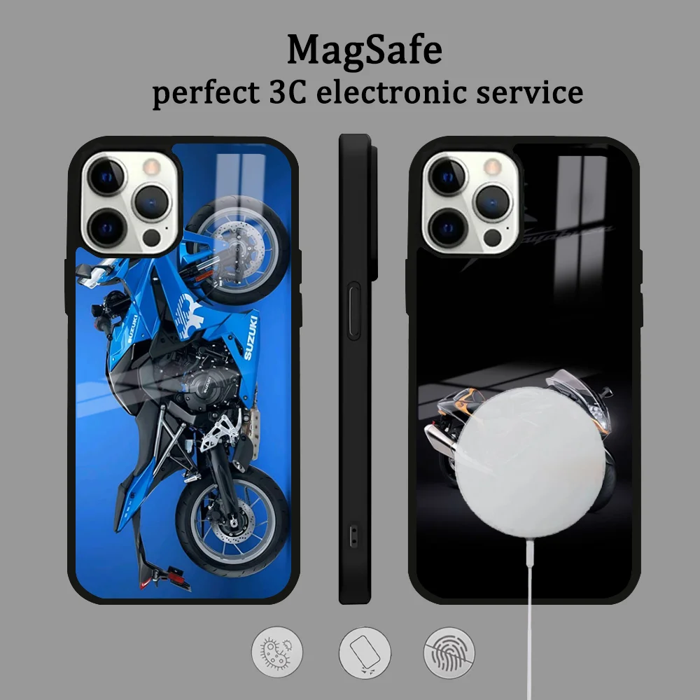 S-Suzuki Hayabusa GSX-R1000 Phone Case For IPhone 16 15 14 13 12 11 Pro Max Plus Mini Magsafe Mirror Wireless Magnetic Cover