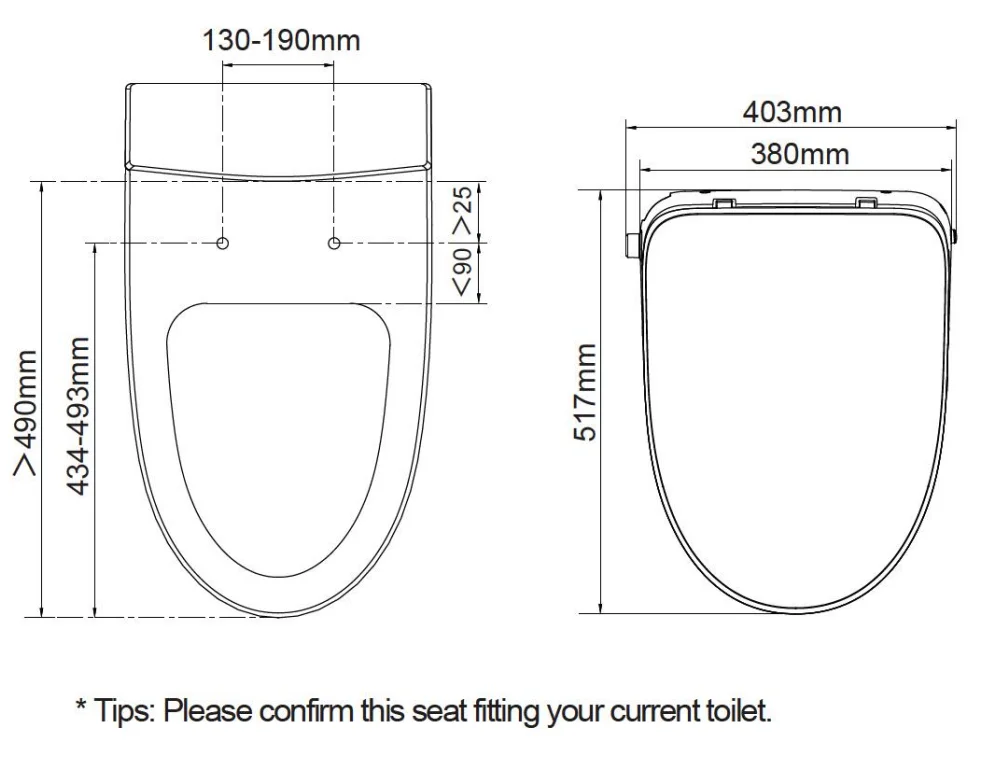 BF43208 Intelligenter Toilettensitz mit einstellbarem Wasserdruck und Temperatur, perfekt für den Heimgebrauch, geeignet für jedes Familienmitglied.
