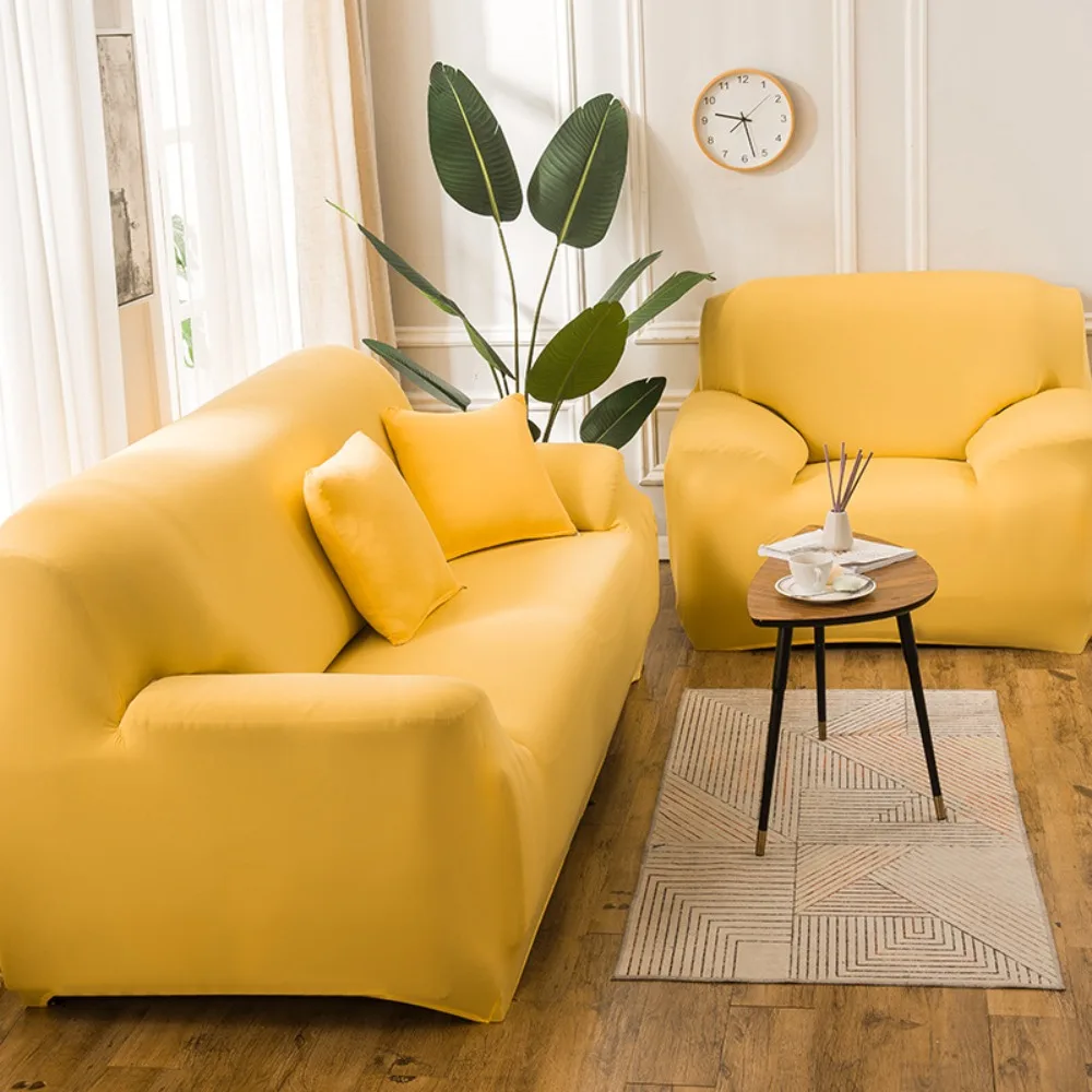 

Elastic Solid Color 3 Seater Sofa Cover Dustproof Washable Stretch Couch Cover Extendable All-inclusive Sofa Protecter Apartment