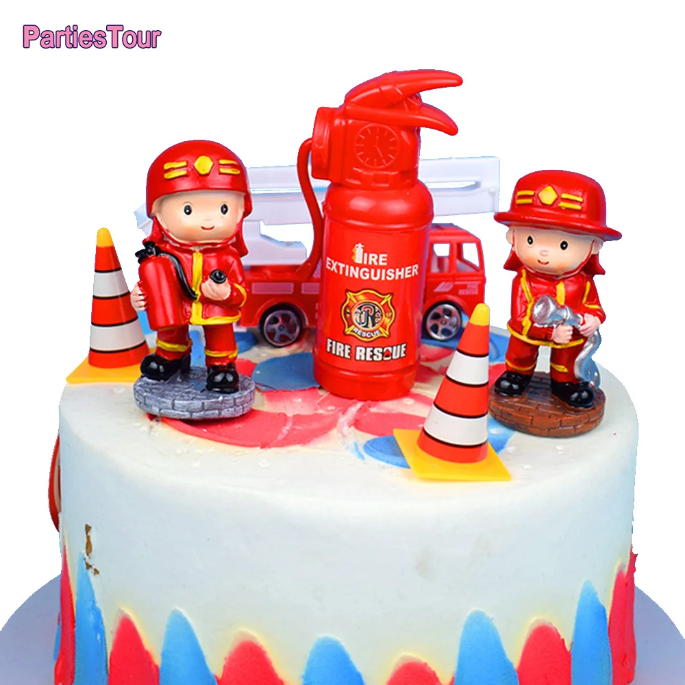 Acryl Feuerwehrauto Kuchen Dekoration Feuerwehrmann Alles Gute zum Geburtstag Kuchen Topper Feuer Feuerwehrmann Thema Jungen Geburtstag Party Dekoration Lieferungen – Detail 4