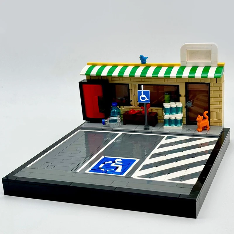 

653pcs MOC Handicap Parking Spot Diorama City Model Building Blocks Architecture Toys Christmas Gift Education DIY Creative