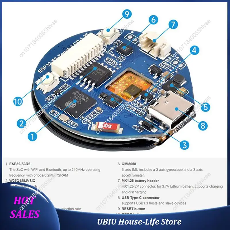 

3X ESP32-S3 Development Board 1.28Inch Touch Screen Round LCD Display With Wifi Bluetooth Accelerometer Gyroscope Sensor-Best Se
