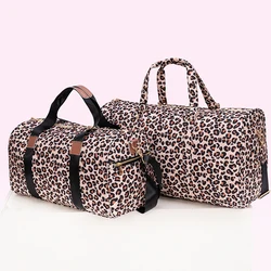 10PCS Custom Leopard Printed Travel Duffle Bag Waterproof Lightweight Zipper Fashion Duffle Handbag Gym Overnight Weekender Bag