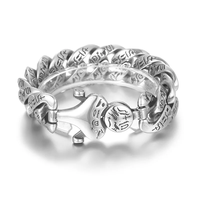 

Тяжелая цепь 20 мм в стиле панк, ретро Египетский узор, панцирный кубинский браслет для мужчин и женщин, рок, хип-хоп, из нержавеющей стали, велосипедные ювелирные изделия