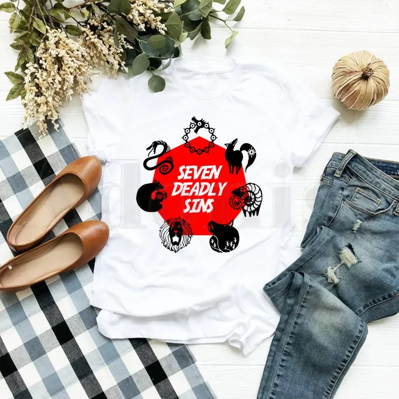 Anime Seven Deadly Sins Nanatsu No Taizai Meliodas Short Sleeve Female Tops Tees Harajuku VintageT Shirts Women\'s T-shirt