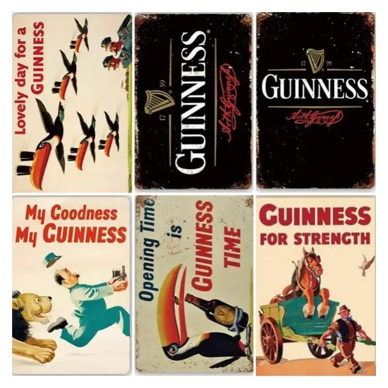 Vintage Guinness Beer Metal Tin Sign  x Inch Retro Wall Decor for Bar Pub Club Man Cave  Decorative Plaque