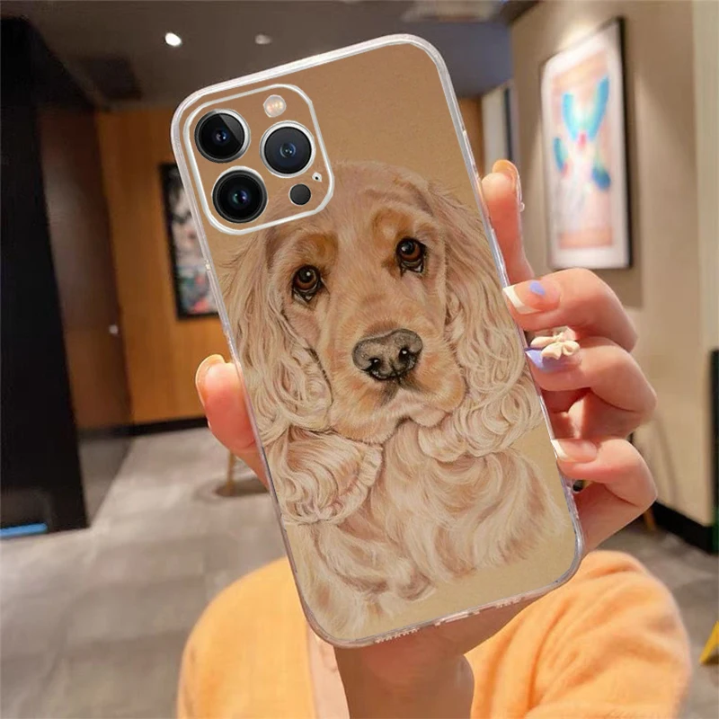 Phone Case For iPhone 16 15 14 Pro Max 16 15 14 13 12 Pro 15Plus iphone 11 Cocker Spaniel Dog Case Funda Capa Cell