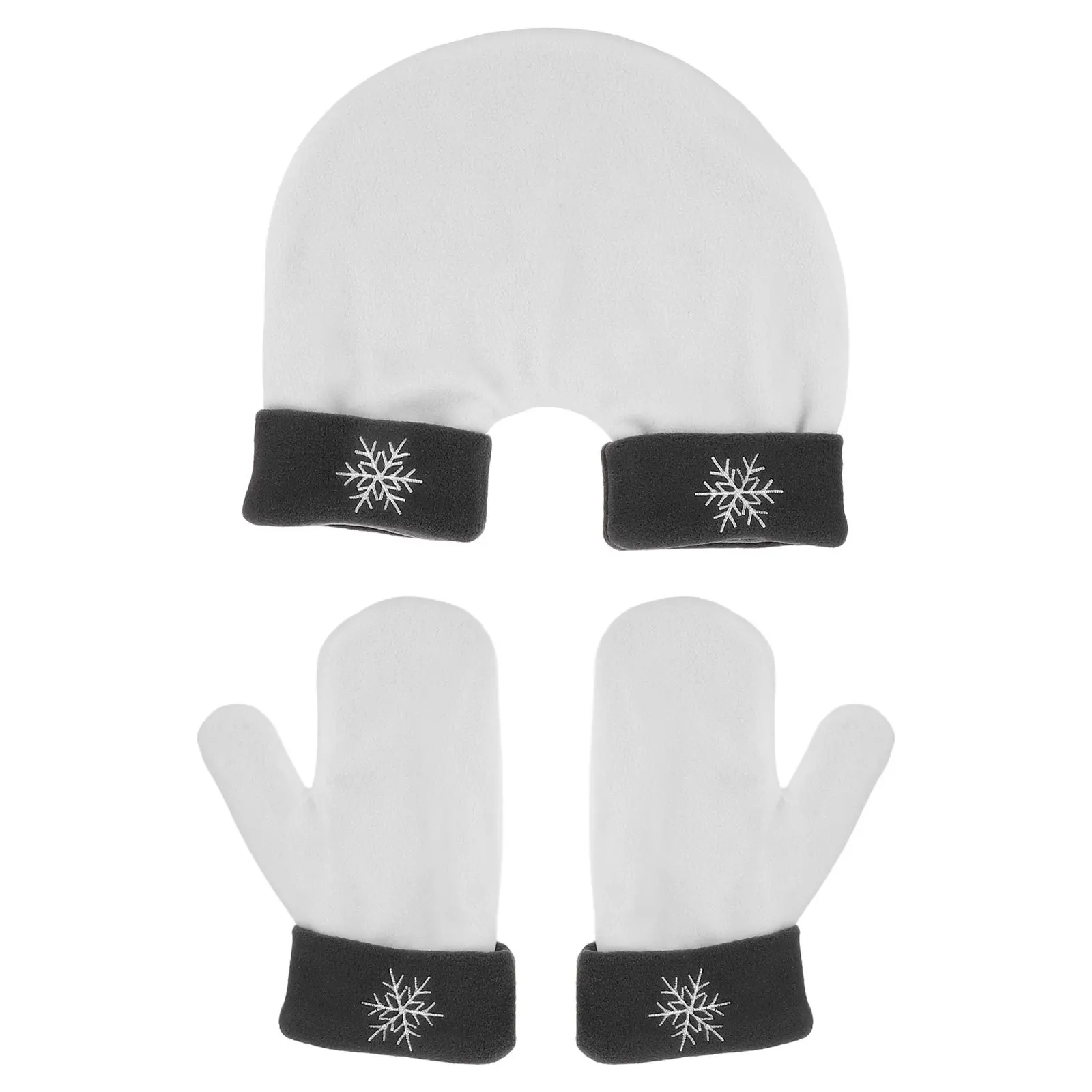 

1Set Winter Couple Gloves Hand Holding Mittens Double Layer Polar Fleece Snowflake Embroidered Warm Soft Mittens for Outdoor