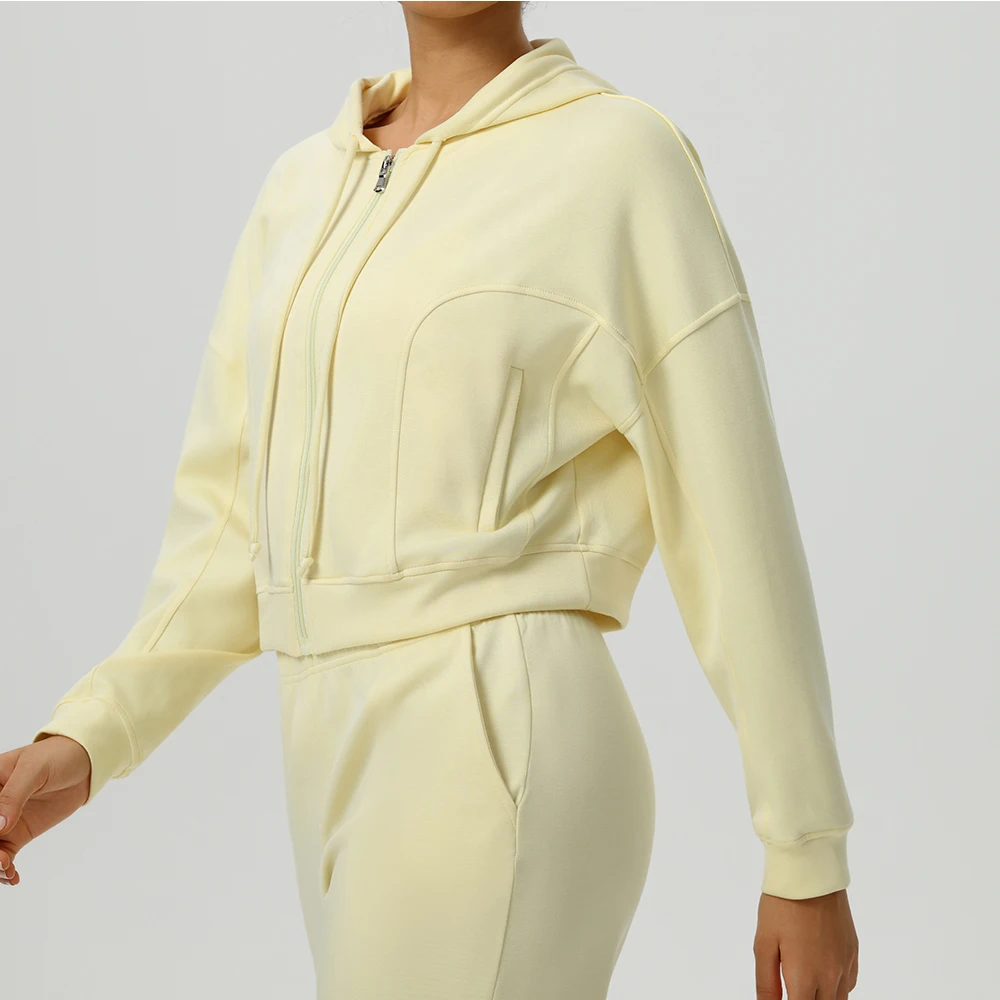 

Sports Jackets Zipper Yoga Long Sleeve Fitness Yoga Shirts Gym Top Women Running Cycling Coats Push Up Workout Hooded Jacket