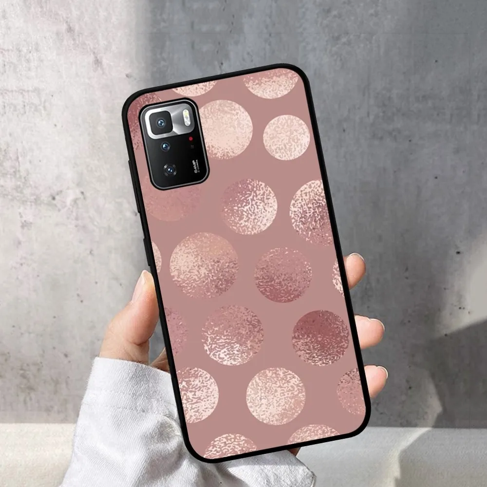 Gold Rose Leaf Phone Case For Redmi Note 4 X 5 A 6 7 8 T 9 9S 10 11 11S 11Epro Poco M3 Pro