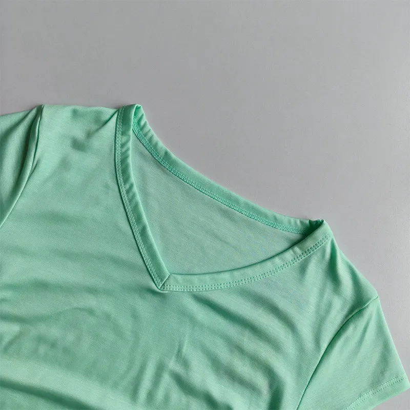 Sommer-Kurzarmshirts Sport-Fitness-T-Shirt Schlanke Taille Sommer-Training Pilates Laufen Schnelltrocknende Fitness-Yoga-Kleidung – Detail 10