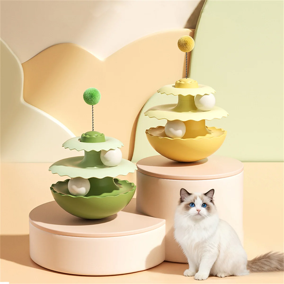 Nuevo juguete giratorio wobbler para gatos para entretenimiento, teaser interactivo para gatos autoamuscante, bola de rompecabezas para gatitos, suministros para mascotas