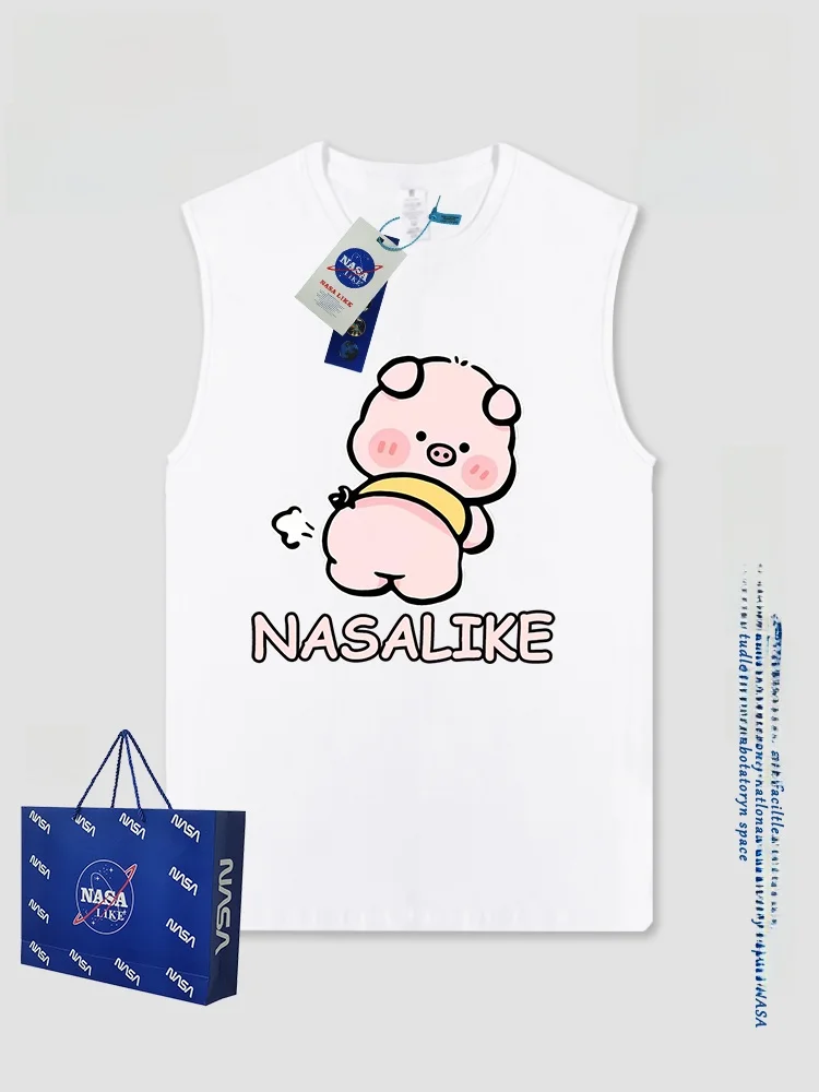 커플용 면 탱크탑 여름 피트니스 농구 슬림 티셔츠 여성용 루즈핏 중간 길이 동물 프린트 탱크탑