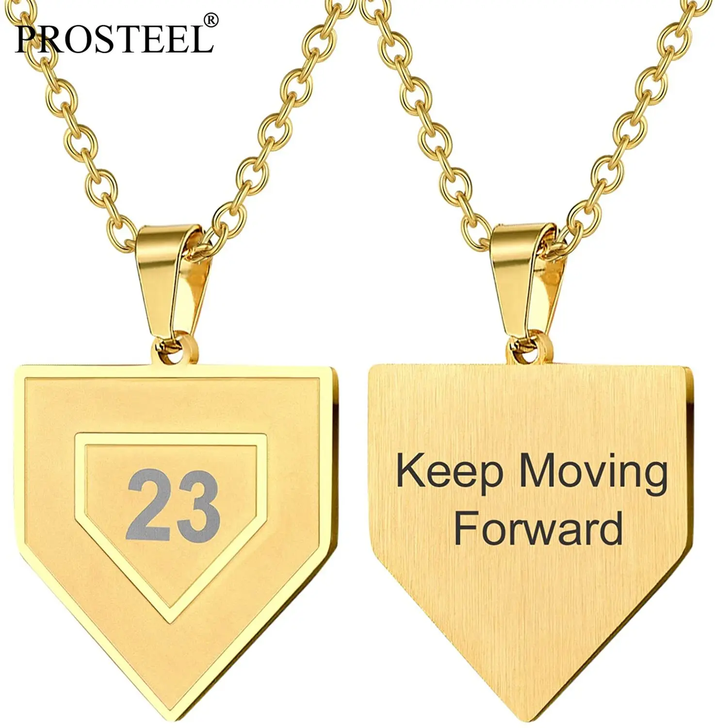 

PROSTEEL Mens Boys Baseball Chain Customized Pendant Necklace Personalize Birthday Gifts in Black/Silver/Gold Color PSP4574