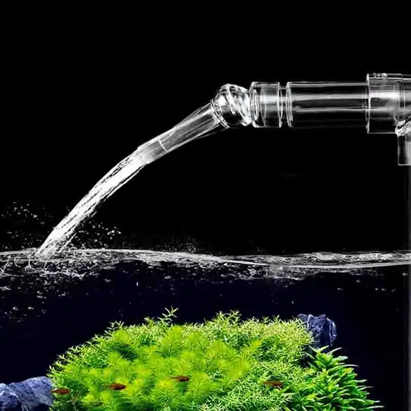 

360 Degree Adjustable Transparent Aquarium Duckbill Nozzle Water Flow Adapter Trumpet Tornado Spray for Fish Tank