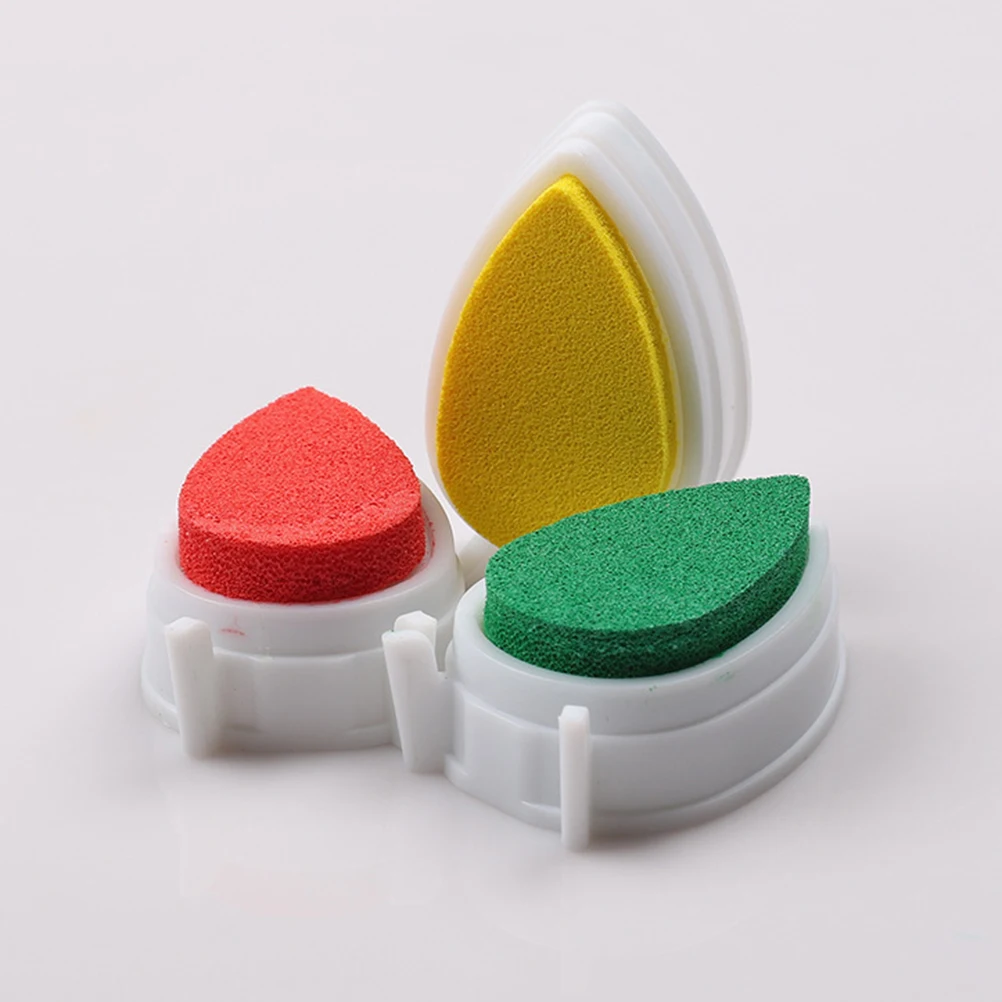 

6 Pearl Printing Station Water Droplet Ink Stamps Kids Pad 8 Round Pan Colorful Non Toxic Quick Drying Easy Clean Art Craft