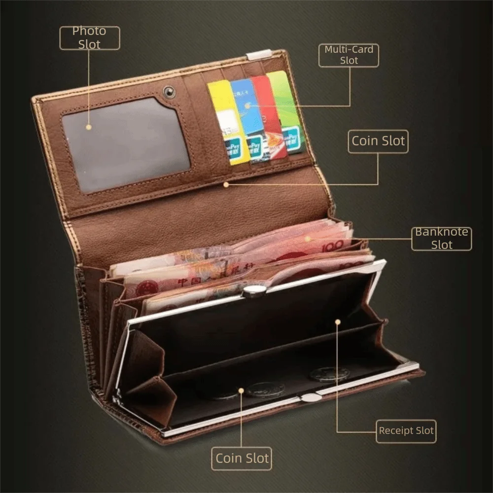 PU-Leder Geldbörse mit Krokodilmuster Reißverschluss-Münzfach Damen-Portemonnaie Brieftaschen-Design Multifunktional – Detail 6