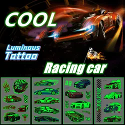 Luminous Tattoo Stickers Waterproof Cool Racing Motorcycle Boy Tattoo Fun Glowing In The Night Party for Kids Face Arm New