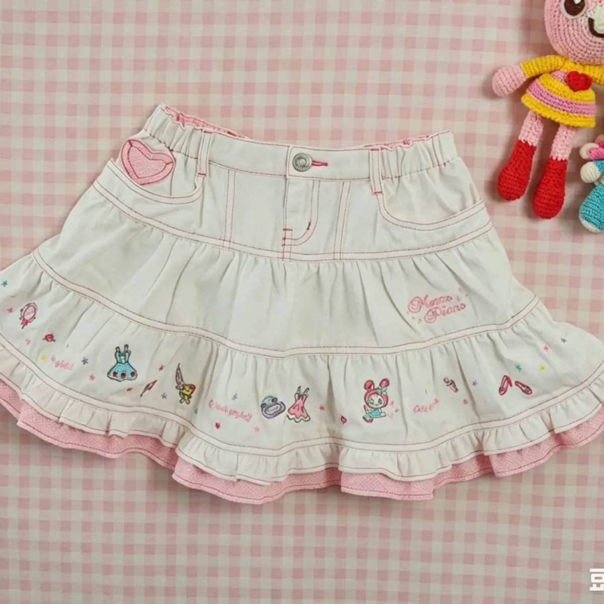 Japanese Cute Cartoon Mp Heavy Embroidery Cake Skirt Autumn New Sweet Girl Elastic Waist Princess Skirt Y2k Mini Skirt
